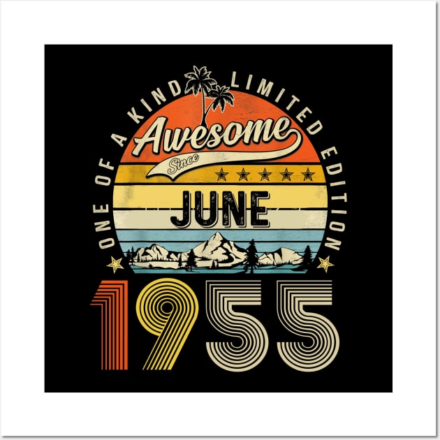 Awesome Since June 1955 Vintage 68th Birthday Wall Art by louismcfarland